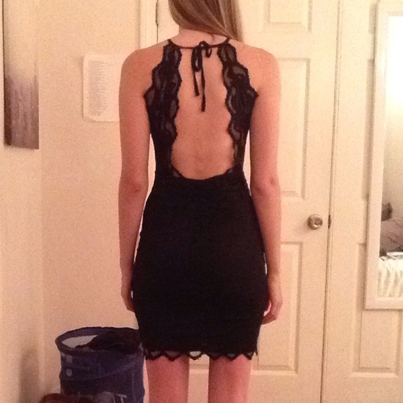 H&M Dresses & Skirts - Black lace dress with lace peephole